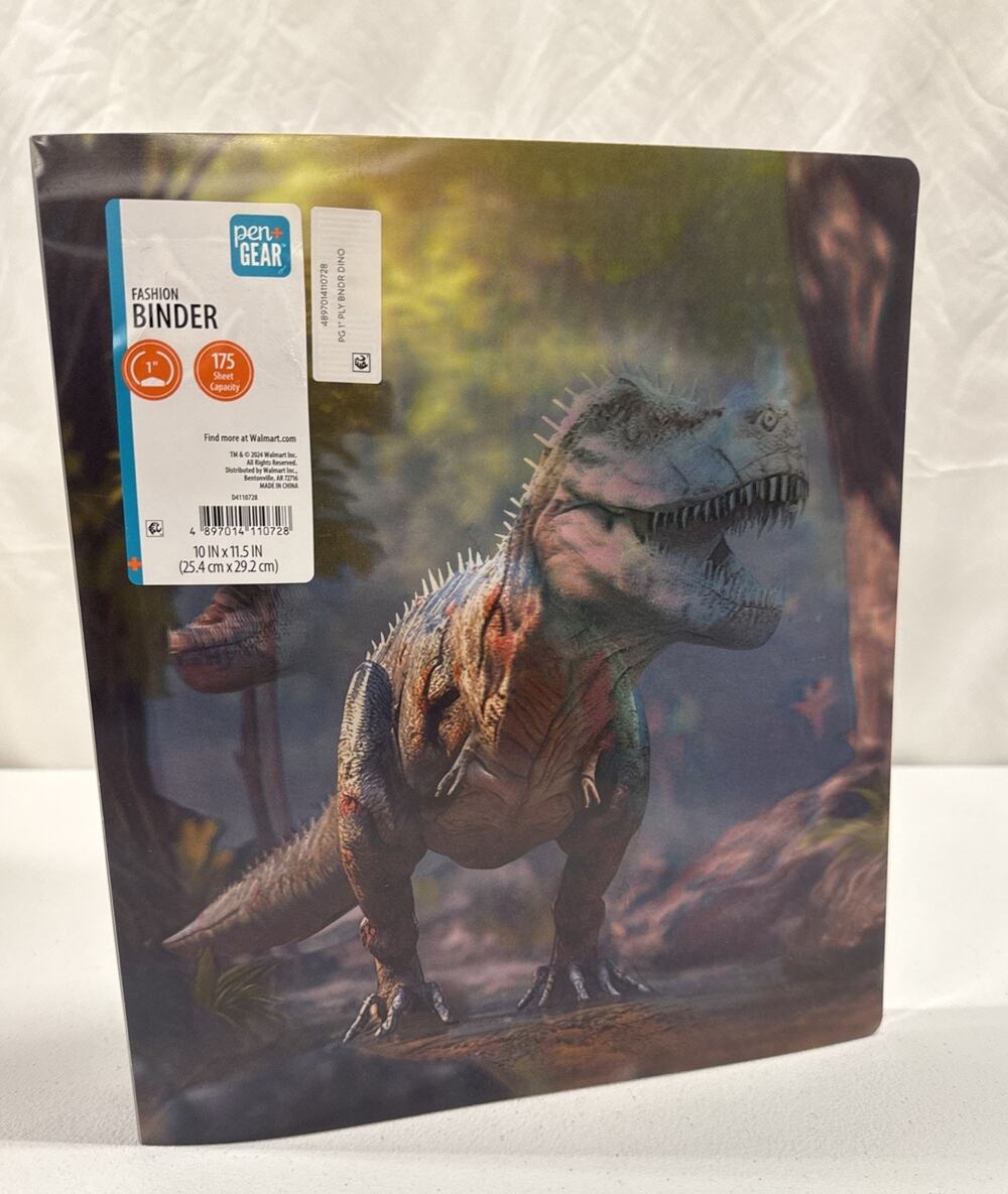 Pen + Gear 1 Inch 3 Ring Binder Dinosaur Lenticular Holographic 2 Headed T-Rex